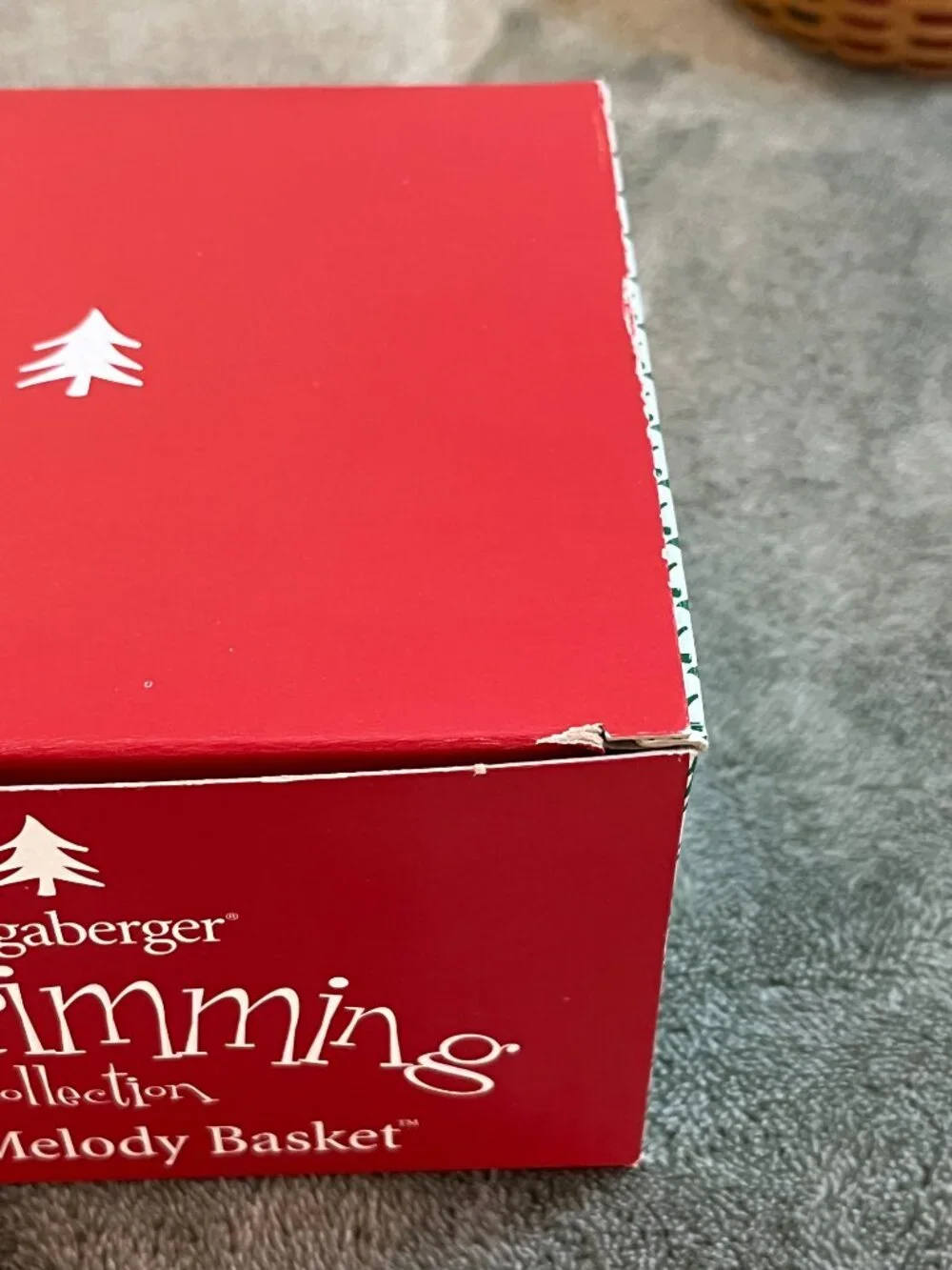 Longaberger 2003 Tree Trimming Melody Basket #10452 Lid Tie-On Protector w/box